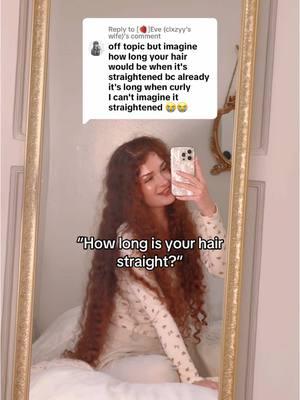 Replying to @[🍓]Eve (clxzyy's wife) I straightened it about 6 months ago so it’s even longer now 😭 #longhair #curlyhair #curlytostraight #gingergirl 