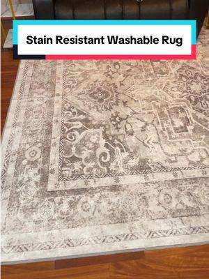 If you want a rug but are scared of your kids or pets ruining it, these rugs can go right in the washing machine and they’re stain resistant! #stainresistantrug #washablerug #washablerugs #petmusthaves #homefinds #homeimprovements 