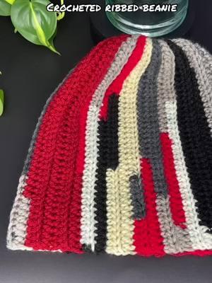 Style: crocheted beanie Color(s): red, burgundy, black, shades of gray, cream and white. Size: 22 1/2 to 23 1/2 inches  **Can be worn in multiple ways.  ***Available on my website. Link in my bio.  #crochet #crochetedbeanie #ribbedbeanie #scrapyarnbeanie #scrappy #beanie #crochethat #crochetersoftiktok #crocheter #unisexfashion 