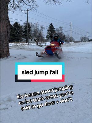 Well lessons need to be learned and some the hard way. Momma knows best and all that. He is a trained professional on a closed course. #sledheadzzz #sledhead #sledtok #snowmobilekid #snowmobilevideos #polaris #xc120 #motokids #throttletherapy #sledlife #snowmobiletrick #snowmobilejump #brap #snowmobilefail 