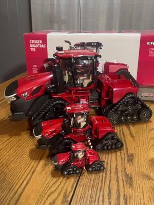 The 3 scales of 715 together. #farmtoys #toytractors #toycollector #caseih #quadtrac #715quadtrac #tractor #164diecast #164scale 