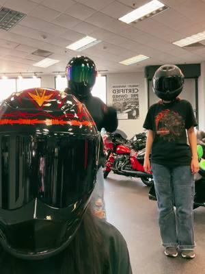 When your helmet confidence extends to the dealership sales floor🏍️🎶#helmetconfidence #trhd #harleydavidson #simpsonmortorcylehelmet #ls2 