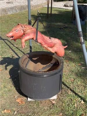 Suckling pig over a Burch barrel #oinkoink #chicharrones #herepiggypiggy 