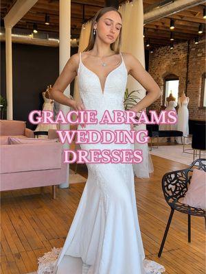 For our Gracie Abrams girlies, wedding dresses inspired by her songs! 🥂✨ Which bridal gown is your favorite? Let us know in the comments. Dresses available at Bon Bon Belle - Burlington.  #weddingdressshopping #bonbonbelle #wibride #2025bride #weddingdressinspo #weddingdress #gracieabrams #gracieabramstour #iloveyouimsorry #thatssotrue #pickaweddingdress #2026bride Gracie Abrams wedding dresses, Gracie Abrams fans, that’s so true trend