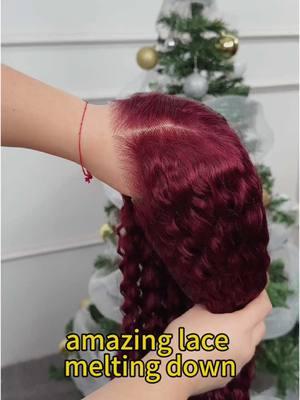 Amazing lace melting down 😱🔥🎉🎉🎉#tiktokshopholidayhaul #shopvideocarnival #tiktokshopyearendsale #weargogluelesswig #bgmgirlhairlive #waterwavewig #burgundyhair #checktiktokshop 