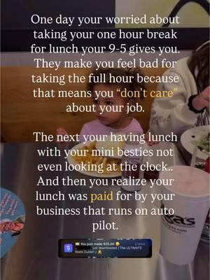 True Story 👇🏼  I used to work a 9-5 with a hour long lunch from 12-1 and we were NOT paid for that hour.  ▶️ if I came back to work at 1:01 they wrote me up.  ▶️ if I took the full hour I was labeled I “didn’t care” about my job. ▶️ I was expected to answer all emails on my phone while on lunch even though I was NOT getting paid.  ▶️ after 5pm I was required to answer my emails and phone calls after 5pm even though I was NOT getting paid.  ✨After a year of the typical 9-5 I decided enough was enough.  ✨I researched digital marketing for 2 weeks… stalled for 3 months… then finally took the leap and dove into the digital marketing world and never looked back.  ✨digital marketing has taken over my 9-5 and I now have unlimited lunches, freedom, happiness, time with my friends and family, and financial freedom. Just like I leveled up! I want YOU to do the SAME!📈 ‼️Comment “UNLIMITED LUNCHES” and I’ll send you my free digital marketing guide to help you get started on your journey!✨  Everything you need is in the 🔗 in my bio LIKE, SAVE & FOLLOW  🤍 @brittanyybowen  #digitalmarketing #levelup #storytime #success #motivation #entrepreneur #entrepreneurship #digitalmarketingplan #financialfreedom #sidehustle #bosslady