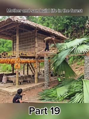 Part 19 - Mother and son continue to build new kitchen #bushcraft #harvest #build #garden #fruit #farmlife #wildlife #forestlife 