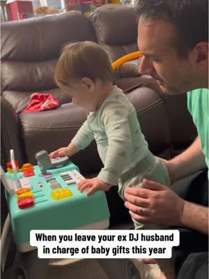 This is what happens when you leave your husband in charge of getting gifts for the baby 😂 #babytoys #babytoy #dadoftheyear #dadsoftiktok #cutebaby #babyboy #boymom #dj @triodadchris 