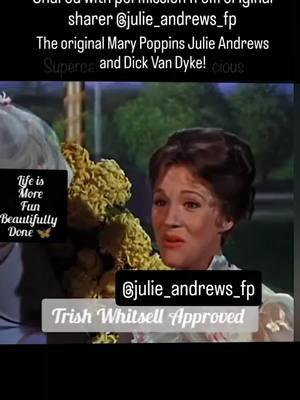 As a child I absolutely was inspired by this movie. I even tried using an umbrella to glide off our rooftop...unsuccessfully of course. Shared with permission from @julie_andrews.fp  #trishwhitsell #lifeismorefunbeautifullydone #beautifullydoneday #nwarkansas #beautifulminds #truegenius #marypoppins #julieandrews #dickvandyke #vintageclip #vintagemovies