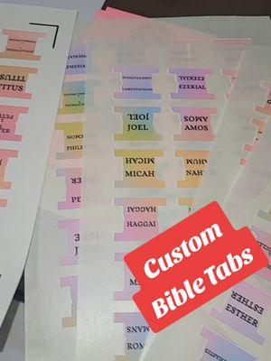 Custom Bible Tabs for the Young Girls group at our church!! #bibletabs #custombible #bibleaccessories #bible #biblestudyinspiration #biblejournaling #christiantiktok 