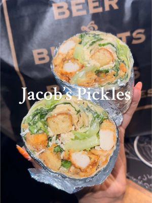 Did I mention the croutons are made of Jacob’s Pickles biscuits?? 🤤  #chickencaesarwrap #nycchickenceasarwrap #jacobspickles @Jacob’s Pickles #nycfoodie #nyceats #nycfood #nycrestaurants #nashvillehotchickensandwich 