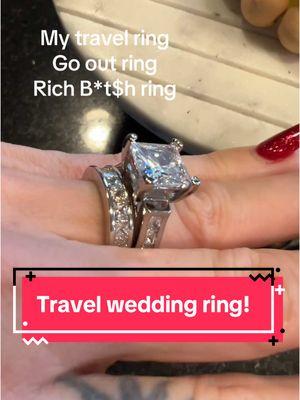 Travel ring on 🔥the look at me ring! I’m taken ring! Gorgeous silver so won’t tarnish or turn green. Under $20!! It’s so fun to switch up your wedding ring sometimes #creatorsearchinsights #weddingring #silverring #travelring #rich #statementjewelry 