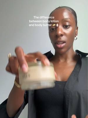 When to use body lotion or body butter…”The main difference between body lotion and body butter is their consistency, with body butter being significantly thicker and richer due to a higher concentration of oils and butters, making it ideal for very dry skin, while body lotion is lighter and absorbs faster, suitable for normal to slightly dry skin types; essentially, body butter provides more intense hydration compared to body lotion”  #bodybutter #bodylotion #bodycareroutine #bodycare 