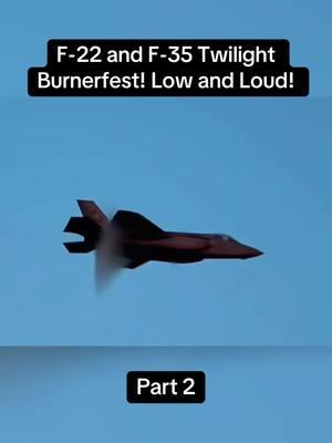 Part 2 || F-22 and F-35 Twilight Burnerfest! Low and Loud! #f22raptor #f35lightning #twilight #flyby #flyover #jets #usaf #badass #airforce #aircraft #airplane #fyp 