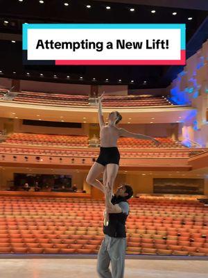 Attempt a new lift with us! We were inspired by our friends Aran and Catherine to try this exciting lift. We need a bit more rehearsal, but not too shabby for two attempts! What should be try next? #Ballet #Ballerina #Dancers #Lift #Jumps #Tricks #New #Couple #Dance #FYP #Ballettok  #Performance #Rehearsal