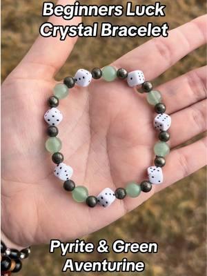 Beginners Luck 🎲✨ Crystal Bracelet is available now! #goodluck #crystalbracelets #luckygirlsyndrome #abundance #prosperity #traditions #crystals #pyrite #greenaventurine #divinelytimedesigns 