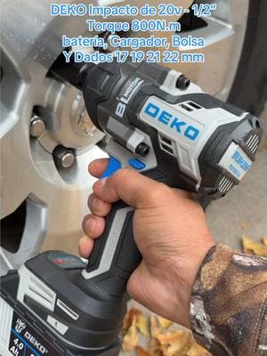 DEKO Impacto de 20v - 1/2” Torque 800N.m batería, Cargador, Bolsa y Dados 17 19 21 22 mm #DEKO #impactwrench #brushless #powertools #20v #tool #herramientas #electrictool #mechaniclife 