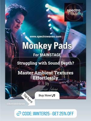 www.spectrowaves.com/monkeypads Take advantage of these last few days to use the code WINTER25 and get 25% off. Don't miss out on Monkey Pads! A program designed to create the best atmosphere when playing live music and much more! Español 👇 Aprovecha estos últimos días para usar el código WINTER25 y conseguir un 25% de descuento. ¡No te quedes sin Monkey Pads! ¡Un programa diseñado para crear el mejor ambiente al tocar música en vivo y mucho más! #KervinLebron #spectrowaves  #WinterSale #MonkeyPads  #KLRecords #Pads #MainStage  #Mainstage3 #ChristmasSale 