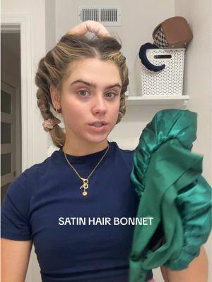 the easiest low lift hair hack is a satin hair bonnet because it helps so much with shine, moisture, frizz all the things 💆‍♀️✨ for travel especially this is so clutch!!!  #satinbonnets #satinbonnet #satinbonnetforyourhair #satinbonnetbenefits #satinbonnetsforhair #hairhealth #hairhealthtips #hairhealthjourney #hairhealthytips #tipsforhealthyhair #easyhairhack #curls #overnightcurls #overnighthair #overnighthairstyles #noheatcurls #haircurler #haircurls #noheathairstyles #haircurlingtutorial #overnightheatlesscurls #hairtok #fyp #ttsbeautybesties #tiktokshopcreatorpicks #newyearnewaura #awaytrfashion @Awaytr Store Satin Bonnet Silk Bonnet for Sleeping Double Layer Satin Lined Hair Bonnet with Tie Band Bonnets for Women Natural Curly Hair