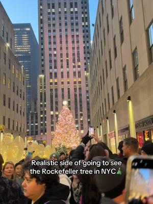 So pretty but SO packed 😩 #rockfellercenterchristmastree #nyc #realistic #newyork #rockefeller 