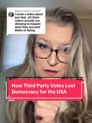 Replying to @laura #jillstein #siphon #votes #from #kamalaharris #thirdparty #votes #destroyed #democracy #math 