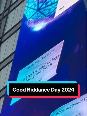 Today I adventured to the 18th Annual Good Riddance Day in @Times Square NYC hosted by Actor @Jonathan Bennett (who will also be returning to host NYE this year).  This tradition allows participants to write something that they would like to get rid of before the new year, but this year it would be written on a chalkboard and be erased.  🌟 Also new this year, participants could write a digital note and have it appear on the @One Times Square billboard for FREE while watching it float away to the top. If you’re still around the area through 12/30/24, head to L.I.B. to submit your note and see it appear on the billboard. Are you ready for 2025? Only 3️⃣ days left! 🎉 What are you saying “Good Riddance” to this year?  #goodriddanceday #newyearseve #timessquarenyc #onetimessquare #nycnye #newyearsevenyc #nyccreator #jonathanbennett #countdowntonye #nyc #newyorkcity #newyearseve2025 #goodbye2024 #nycadventures