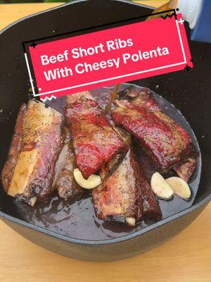 Braised Beef Short Ribs of Cheesy Polenta #s#shortribsb#beefshortribsb#beefribsb#braisedshortribsr#ribsf#FoodTokf#foryoupage