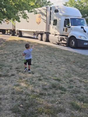 After driving trucks for UPS for 35 years, my FIL is retiring. Amari loved seeing his truck #ups #ittyandbuddy #retirement #truckdriver #grandpa 