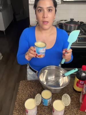 Aqui hice doble mescla. Para 1 pan esponja de 8x4 solo es 1 lata de leche evaporada 1 lata de leche condensada heavy whip cream y una cucharada de vainilla #3leches 