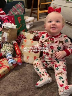 They say the first grandbaby is forever the most spoiled… do we agree?? 😉 #firstgrandbaby #firstchristmas #firsttimemon #neice #ftm #family #babygirl #girlmom 