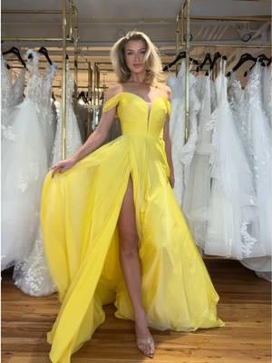 Dress of the day is style #43842 #JOVANI #JovaniFashions #PromDress #YellowGown #TrendingDress 