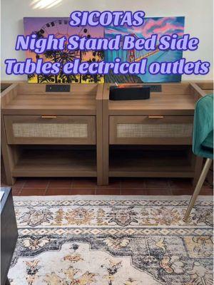 SICOTAS Night Stand Bed Side Tables with electrical outlets usb type c and two power outlets !  I got the 2pcs end of year sale ! #nightstand #nightstands #furniture #sicotas #sicotasnightstands #tiktokfurniture #bedsidetable #bedroomfurniture #homedecor #endtable #endtables #tiktokmademebuyit #tiktokshopfinds #endofyearsale 