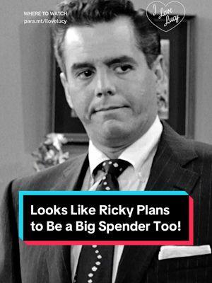 Looks like Ricky plans to be a big spender too!  #ilovelucy Now Streaming on #plutotv and Paramount+ #lucilleball #classictv #1950s 