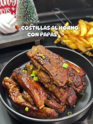 🍖COSTILLAS AL HORNO🥔🌿 Súper fácil y deliciosa!!  #costillasdepuerco #costillas #costillasalhorno #ribs #rib #papasenfreidoradeaire #recetasdepapas #papas #recetasfaciles #cocinaconleslie #recetasdecomida #comidas 