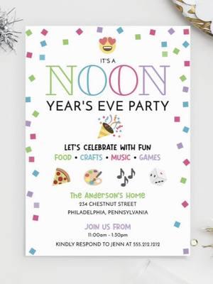 The countdown to NOON Year’s Eve is ON! Level up your #familyfriendly party with these easy to print #games #invite and #decor and put the kids to bed early 🥳 #etsy #creativeuniondesign Link to our Etsy shop in bio. #happynewyear 