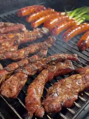 What are you getting first? #ribtips #riblets #sausage #pelletgrill #pelletsmoker 