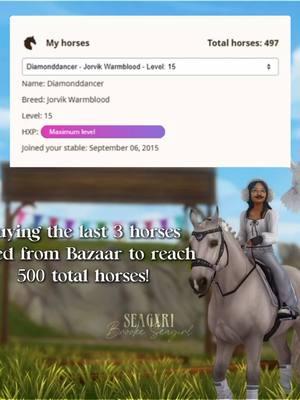 Little me would be flipping out right now, Happy early New Years!  | #starstableonlineedit #starstable #horses #sso #brookeseagirl #seagxri #trend #fyp #foru #update #500horses #missionaccomplished |