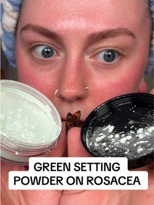 Is GREEN setting powder💚Tomato Faced Baddie Approved🍅😵‍💫👀😭?! I still feel so skeptical about this product.. if it is meant to be used to correct really warm foundations then I think this could be great🫠. But for Rosacea… this one is not approved😂 #greenmakeup #colortheory #colorwheel #settingpowder #makeuptips #rosaceacheck #rosacea #rosaceamakeup #colorcorrection #redness #rednesscorrector 