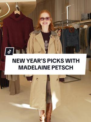 @Madelaine Petsch stopped by the REVOLVE Holiday Shop at @The Grove to pick out the perfect outfit for ringing in the new year! 🪩🤎 From sparkles and sequins to cozy knit fits, she's all set to celebrate in style. Follow along to see her NYE picks and get some inspiration for your own look! ✨ #revolve #newyears #newyearseve #nye #nyelooks #nyefashion #nyestyle #nightout #OOTD #holidayshop #shopping #madelainepetsch #thegrove #knits #sequins #leather #lace #bubbleskirt #fashion #trends 