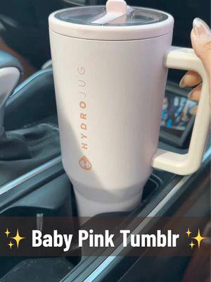 I need my girlies to grab one ASAP! 🩷 This is the 32 oz. Don’t mind my dirty car 😆  #hydrojugtumbler #hydrojug #waterbottle #pink #tumblr #pinktumblr #babypinktumbler #babypink #water #stayhydrated #drinkyourwater 