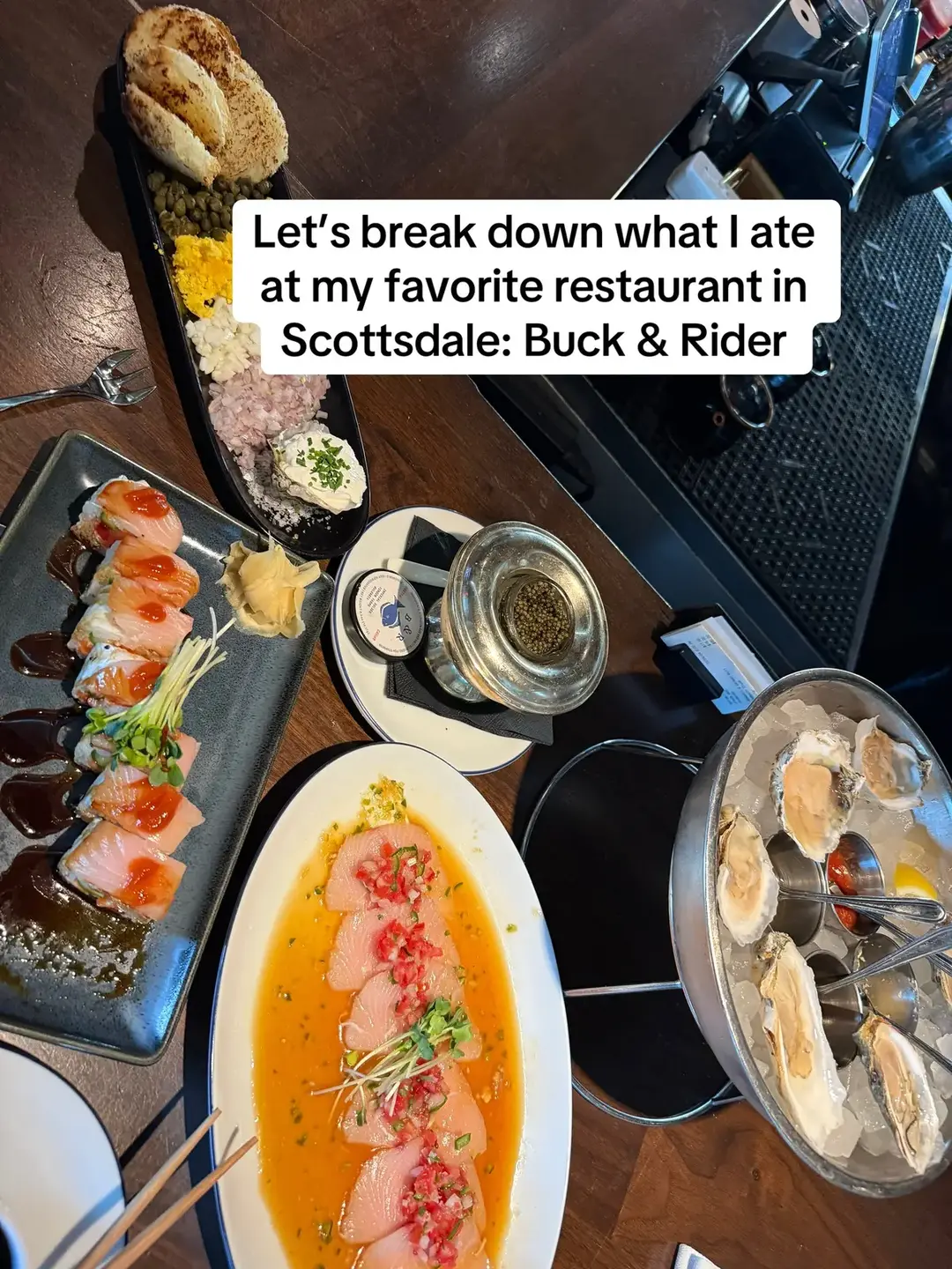 My fav restaurant it NEVER misses #buckandrider #phoenix #phoenixaz #phoenixeats #scottsdale #scottsdalefoodie #scottsdaleeats #azfoodie #azfood #arizona #sushi #oysters #foryoupage #fyp #az #foodtiktok #FoodTok 