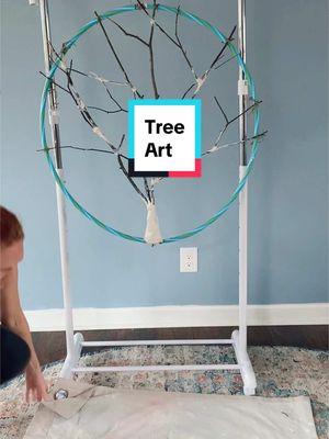 Part 2 of making tree art out of my backyard branches. I had joined the sticks together using twine and glue and now have added plaster strips to those joints to strengthen them and I wanted to make that trunk look a bit sturdier. The hula hoop will come off at the end. #treeart #diytreeart #natureart #creativity #natureinspired #treebranches #nranchart #trees #art