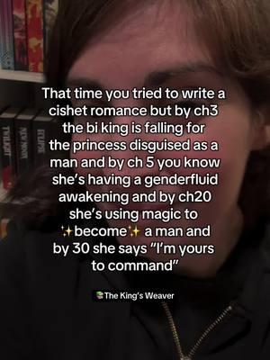 I’m so happy that I failed 😂 The King’s Weaver is a bi king x genderfluid princess enemies to lovers fantasy romance 🏳️‍🌈🏳️‍⚧️ #queerbooktok #queerbook #lgbtqbooktok #lgbtbooks #lgbtbooktok #lgbtqbooks 