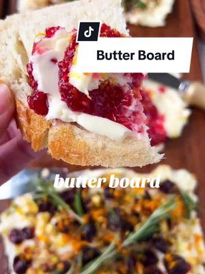 This TikTok Butter Board with Toppings is such a fun appetizer for a party! Find the full recipe and ideas in the link in my bio. 🧈❤️ #butterboard #butterboardideas #appetizer #appetizerideas #bread #butter #holidayappetizer #delish #EasyRecipe #hosting #yummy 