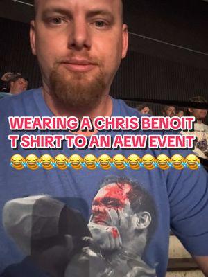 I wore my Chris Benoit T shirt to an AEW event 😂 I am such a rebel 😎 #FYP #viral #AEW #worldsend #aewworldsend #wrestling #PPV #chrisbenoit #orlando #MJF #like #comment #follow #share 