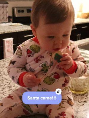 Millie’s first Christmas! #babiesfirstchristmas #milliemoo #tenmonthsold #santa #fyp #pillsburycookies 