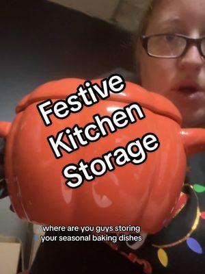 Small kitchen spaced people, what do yall do with the festive kitchen gear?! Help me out haha  #therelatablemom #relatablemom #festivestorage #kitchenstorage #smallspacestorage #storageideas 