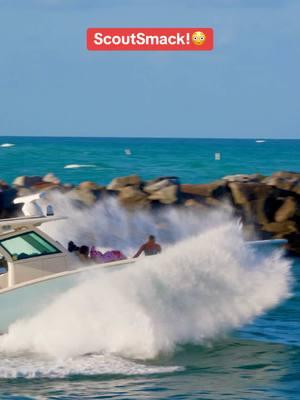 Scout Power Boat smacking up the wavy Haulover Inlet  #hauloverinlet #wavy #miami #scoutboats #boatsmack 