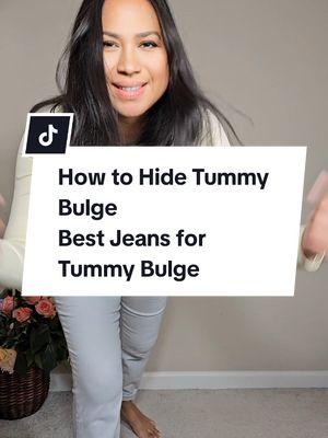 To hide a tummy bulge, follow these tips: Jeans Choice 1. Non-Stretch Fabric: Look for jeans made from rigid or non-stretch denim to provide structure and avoid clinging to your midsection. 2. High-Waisted Style: Opt for high-waisted barrel-leg jeans to smooth the tummy area and emphasize your waist. 3. Proper Fit: Ensure the jeans fit well around the waist without being too tight, as this can create unwanted bulges. #stylehack #styletips #stylesnap #jeans #styletip #classystyle #classystreetwear #styleover40 