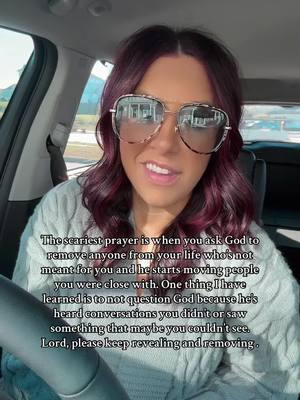 The scariest prayer is when you ask God to remove anyone from your life who’s not meant for you and he starts moving people you were close with. One thing I have learned is to not question God because he’s heard conversations you didn’t or saw something that maybe you couldn’t see. Lord, please keep revealing and removing .#prayersforyou #prayerworks #daughteroftheking #godisgood #newyear 